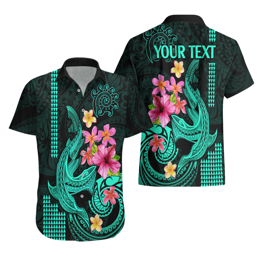 Custom Polynesian Hawaiian Shirt Hawaiian Warriors with Tribal Shark Tattoos - Turquoise - Wonder Print Shop