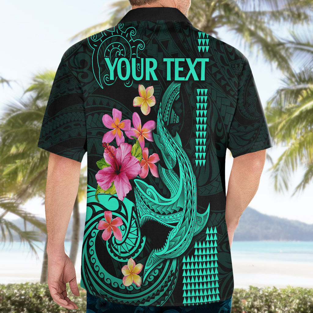 Custom Polynesian Hawaiian Shirt Hawaiian Warriors with Tribal Shark Tattoos - Turquoise - Wonder Print Shop