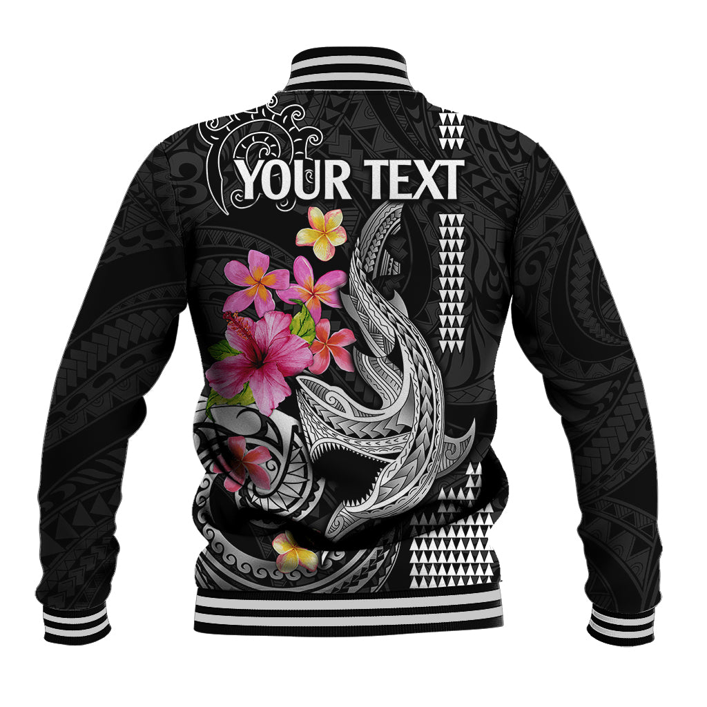 Custom Polynesian Baseball Jacket Hawaiian Warriors with Tribal Shark Tattoos - White LT9 - Wonder Print Shop