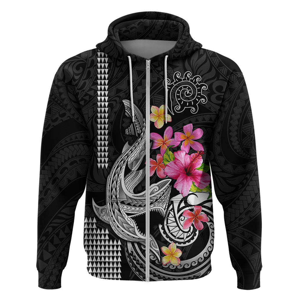 Custom Polynesian Hoodie Hawaiian Warriors with Tribal Shark Tattoos - White - Wonder Print Shop
