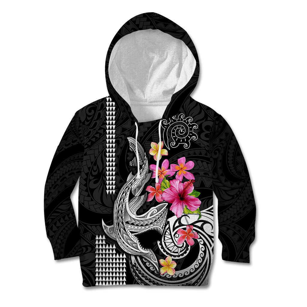 Custom Polynesian Kid Hoodie Hawaiian Warriors with Tribal Shark Tattoos - White - Wonder Print Shop