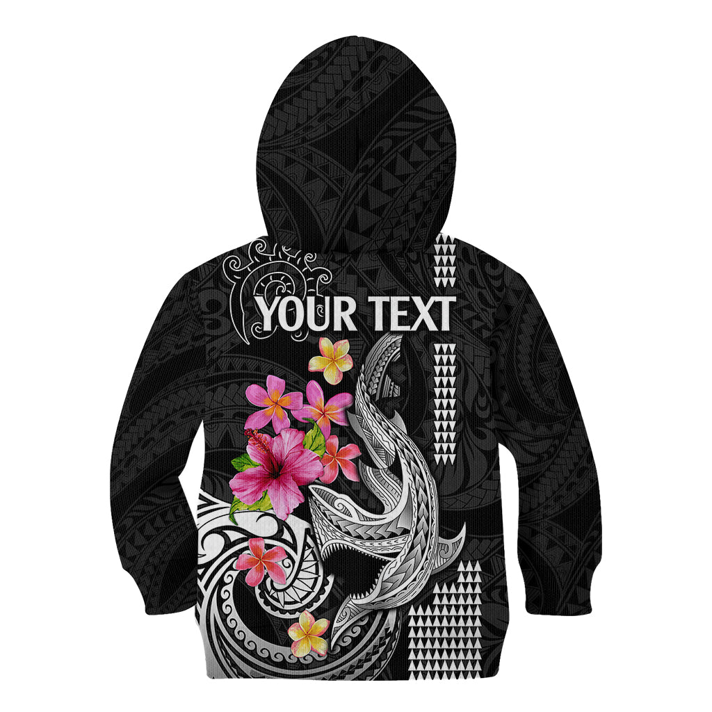 Custom Polynesian Kid Hoodie Hawaiian Warriors with Tribal Shark Tattoos - White - Wonder Print Shop