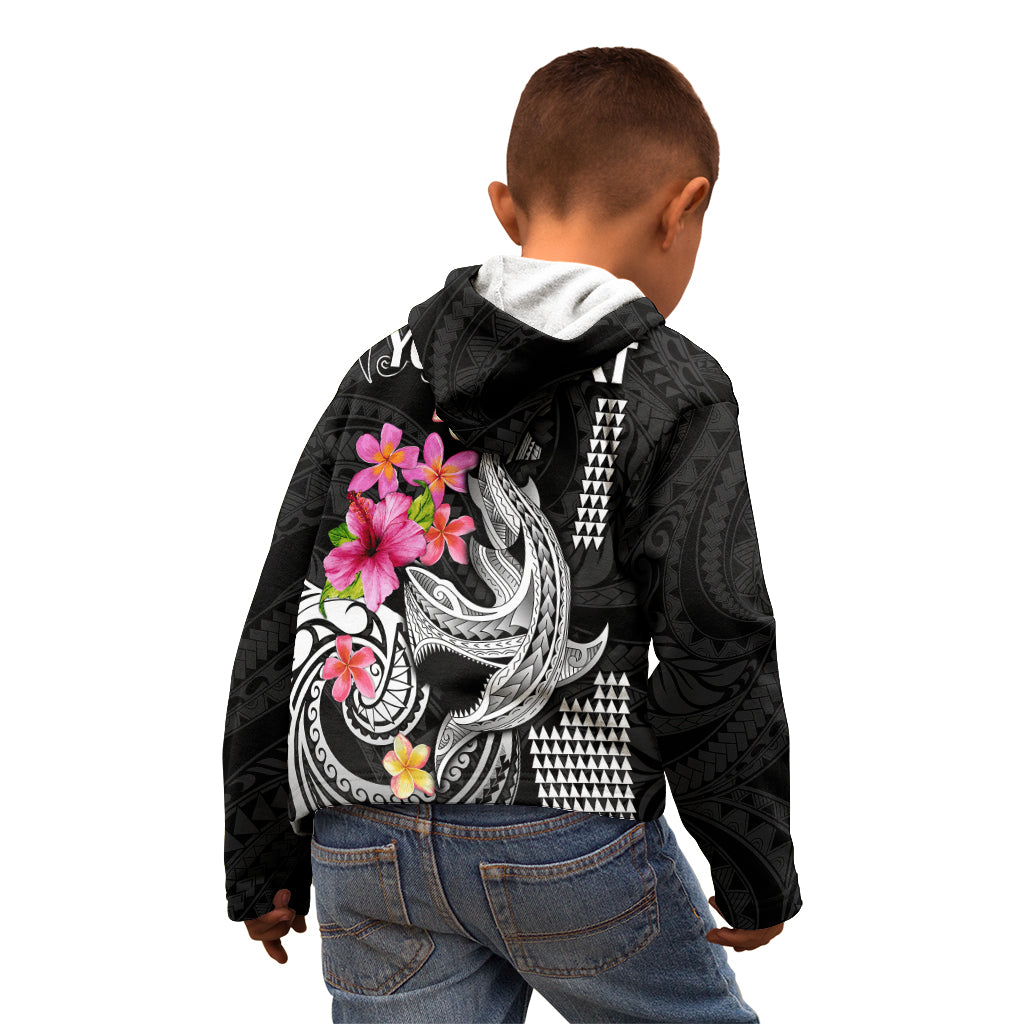 Custom Polynesian Kid Hoodie Hawaiian Warriors with Tribal Shark Tattoos - White - Wonder Print Shop