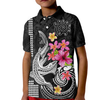 Custom Polynesian Kid Polo Shirt Hawaiian Warriors with Tribal Shark Tattoos - White - Wonder Print Shop