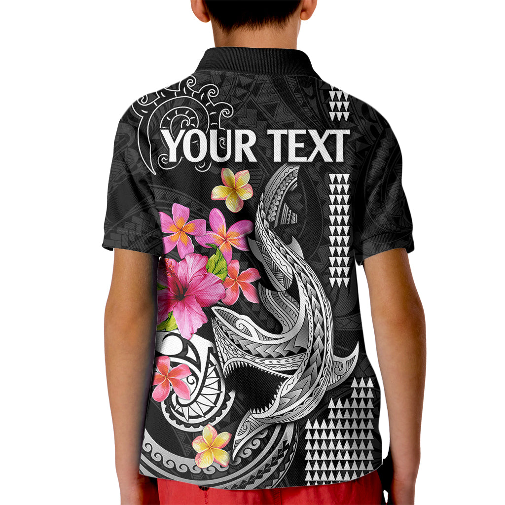 Custom Polynesian Kid Polo Shirt Hawaiian Warriors with Tribal Shark Tattoos - White - Wonder Print Shop