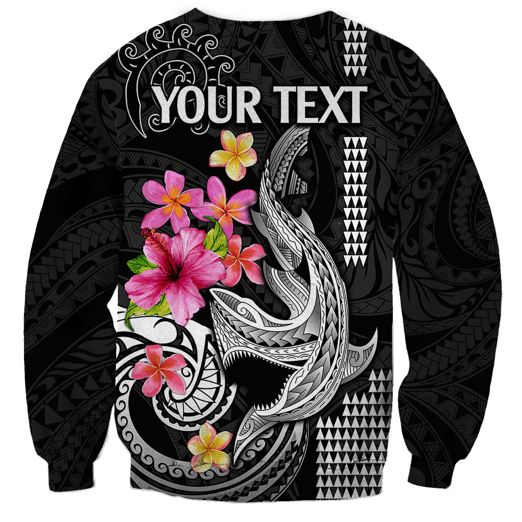 Custom Polynesian Sweatshirt Hawaiian Warriors with Tribal Shark Tattoos - White - Wonder Print Shop