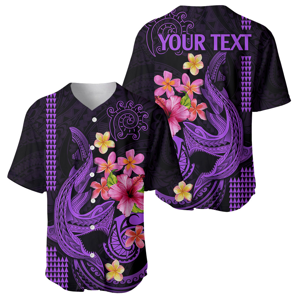 Custom Polynesian Baseball Jersey Hawaiian Warriors with Tribal Shark Tattoos - Purple LT9 - Wonder Print Shop