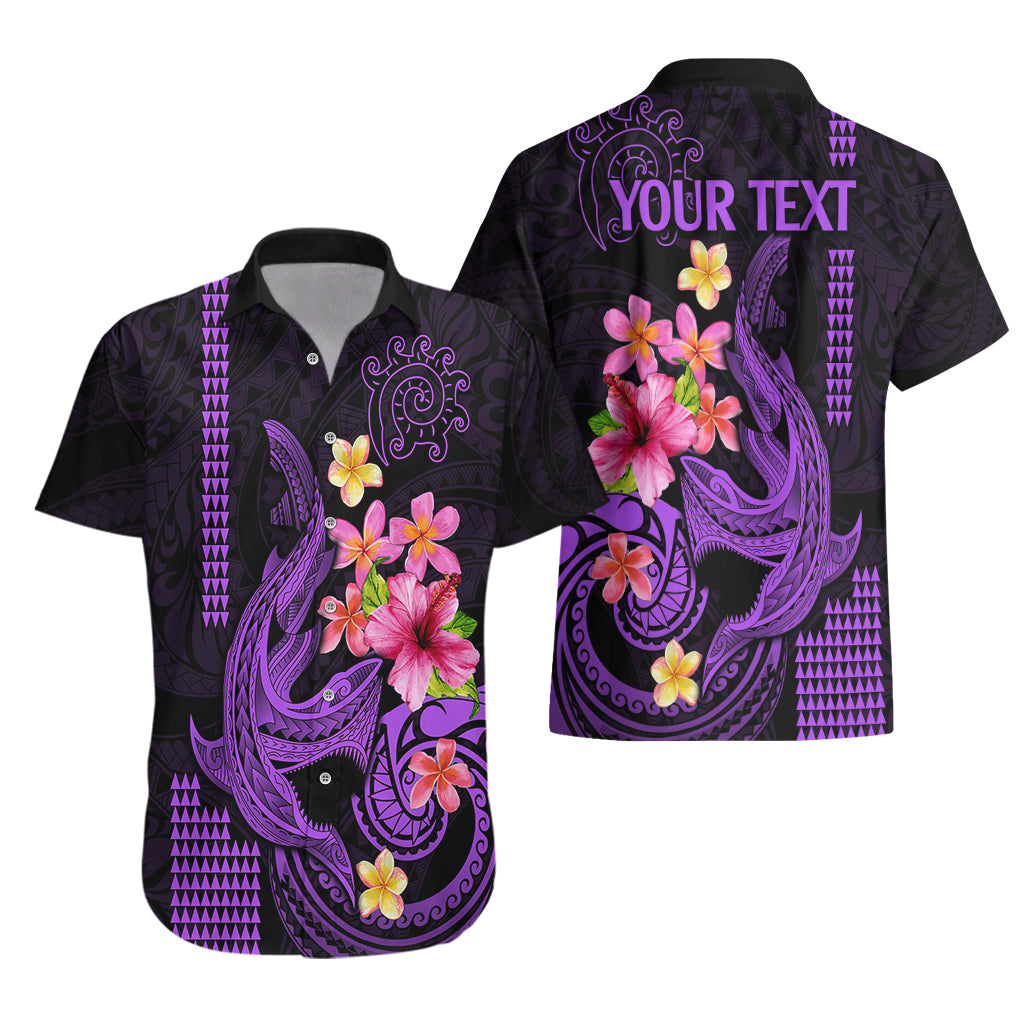 Custom Polynesian Hawaiian Shirt Hawaiian Warriors with Tribal Shark Tattoos - Purple - Wonder Print Shop