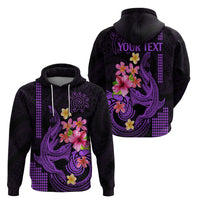 Custom Polynesian Hoodie Hawaiian Warriors with Tribal Shark Tattoos - Purple - Wonder Print Shop