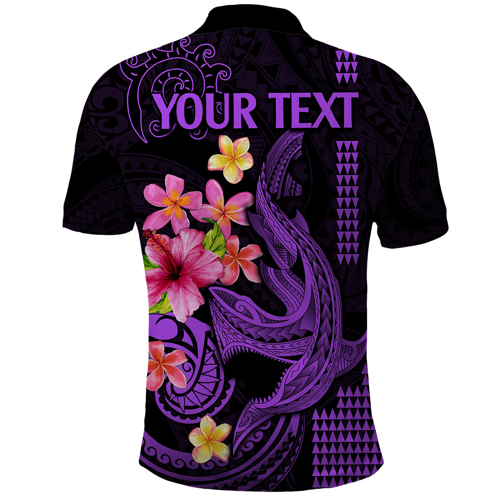 Custom Polynesian Polo Shirt Hawaiian Warriors with Tribal Shark Tattoos - Purple - Wonder Print Shop