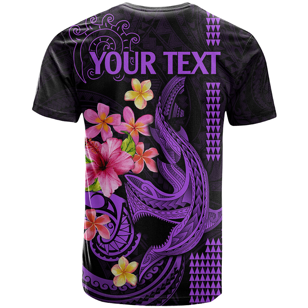 Custom Polynesian T Shirt Hawaiian Warriors with Tribal Shark Tattoos - Purple - Wonder Print Shop