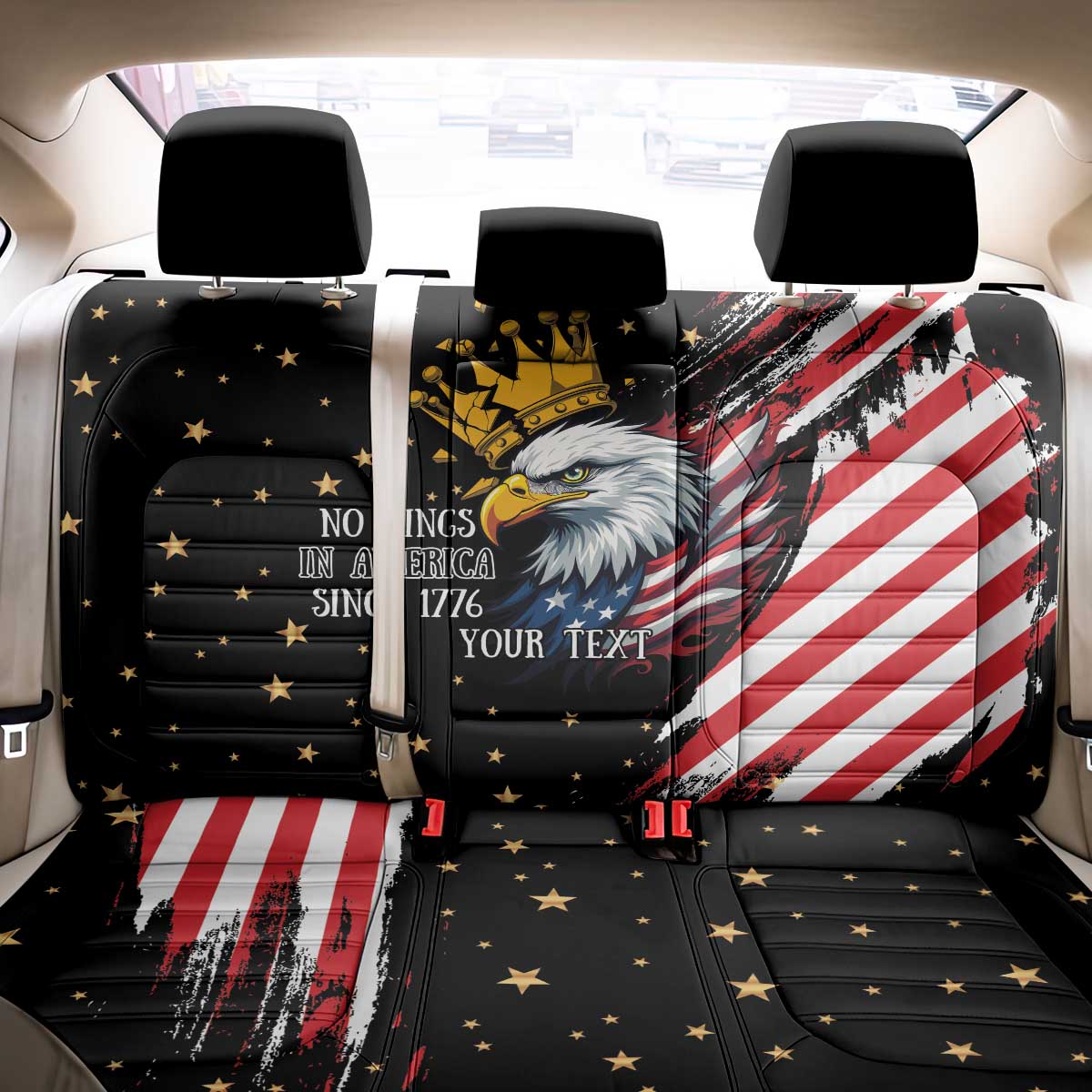 No Kings In America Since 1776 Back Car Seat Cover We The People USA Flag - Wonder Print Shop