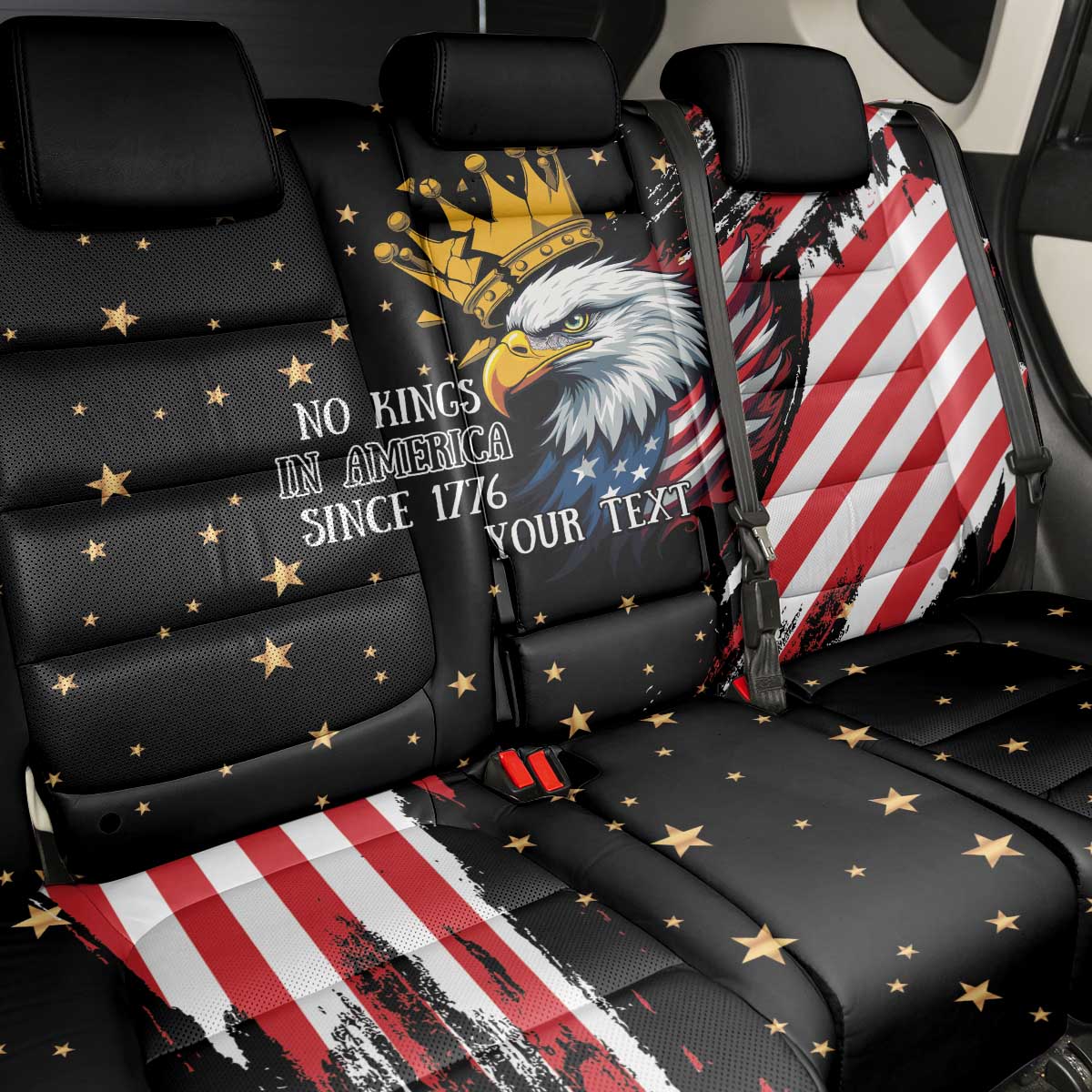 No Kings In America Since 1776 Back Car Seat Cover We The People USA Flag - Wonder Print Shop