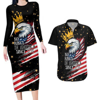 No Kings In America Since 1776 Couples Matching Long Sleeve Bodycon Dress and Hawaiian Shirt We The People USA Flag - Wonder Print Shop
