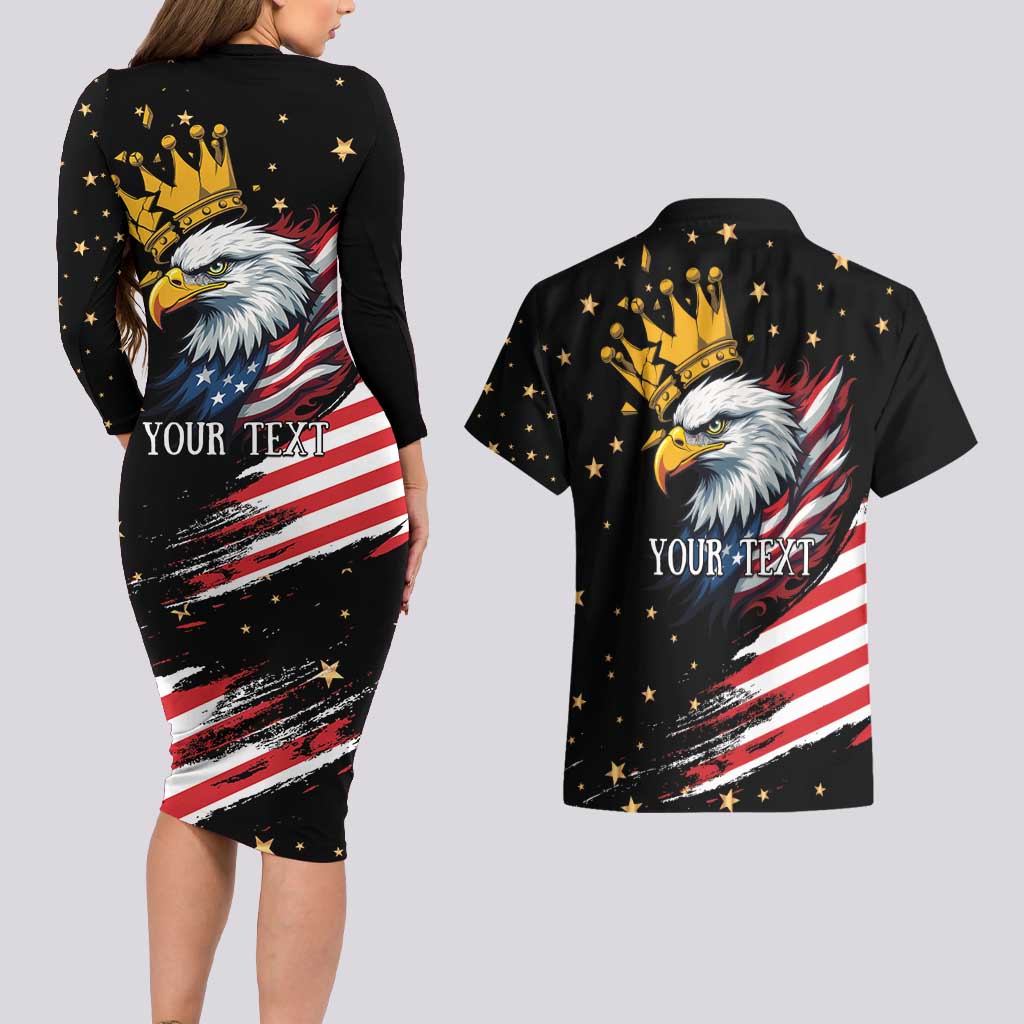 No Kings In America Since 1776 Couples Matching Long Sleeve Bodycon Dress and Hawaiian Shirt We The People USA Flag - Wonder Print Shop