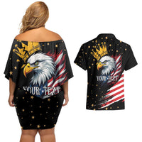 No Kings In America Since 1776 Couples Matching Off Shoulder Short Dress and Hawaiian Shirt We The People USA Flag - Wonder Print Shop