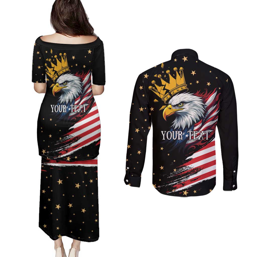 No Kings In America Since 1776 Couples Matching Puletasi and Long Sleeve Button Shirt We The People USA Flag - Wonder Print Shop