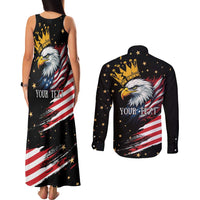 No Kings In America Since 1776 Couples Matching Tank Maxi Dress and Long Sleeve Button Shirt We The People USA Flag - Wonder Print Shop