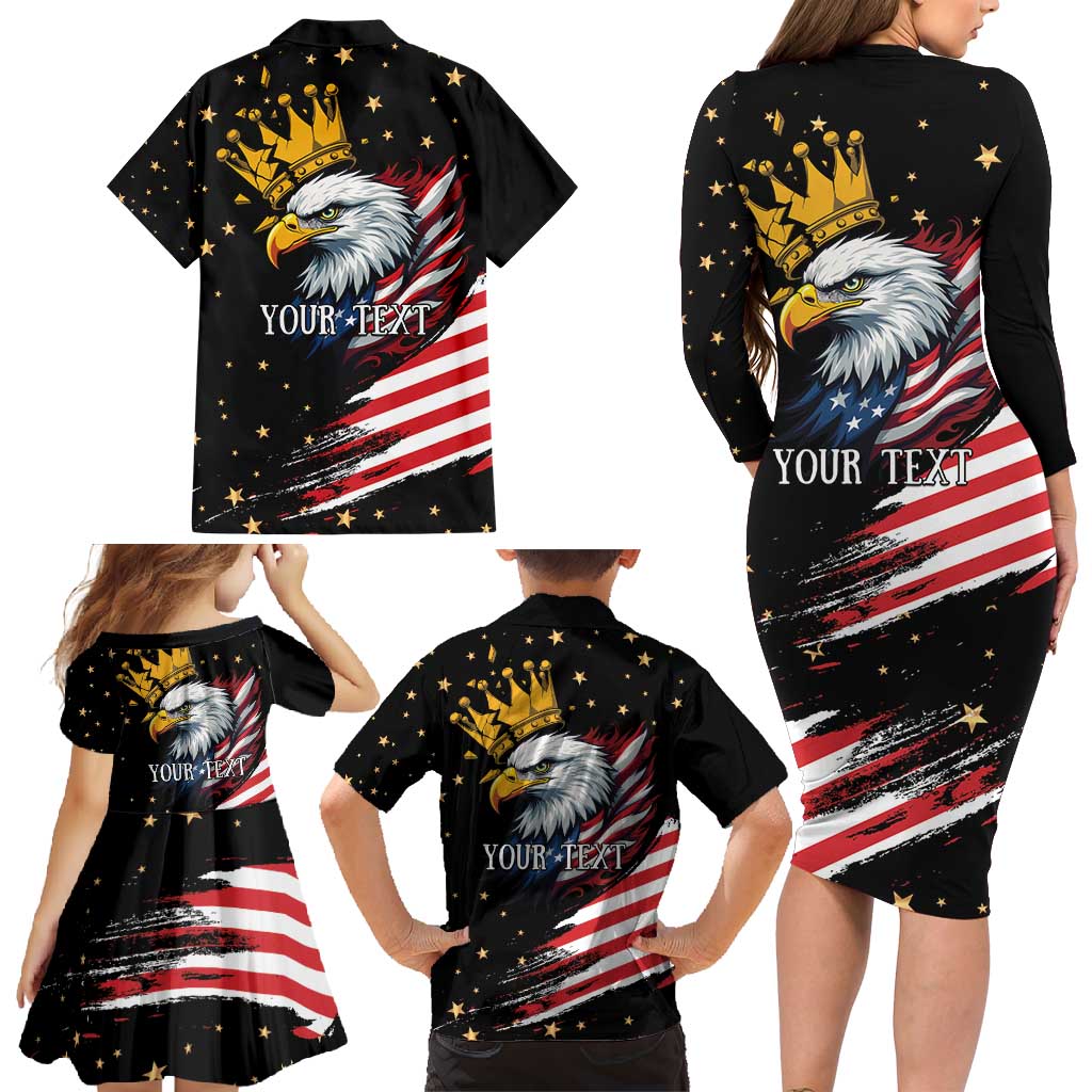 No Kings In America Since 1776 Family Matching Long Sleeve Bodycon Dress and Hawaiian Shirt We The People USA Flag - Wonder Print Shop