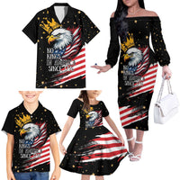 No Kings In America Since 1776 Family Matching Off The Shoulder Long Sleeve Dress and Hawaiian Shirt We The People USA Flag - Wonder Print Shop