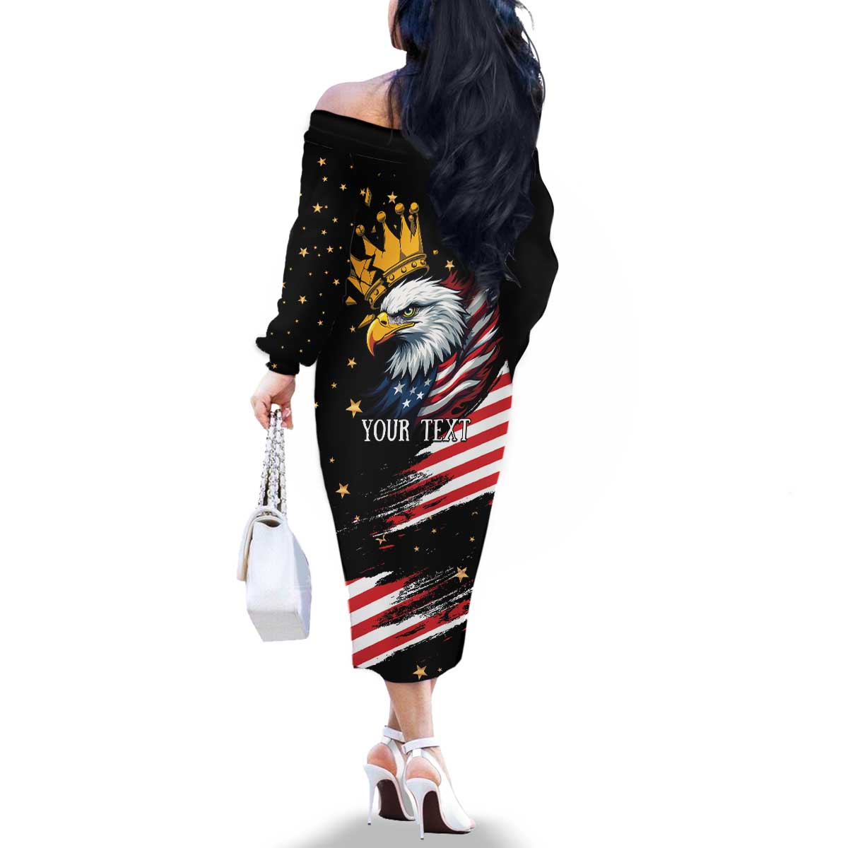 No Kings In America Since 1776 Family Matching Off The Shoulder Long Sleeve Dress and Hawaiian Shirt We The People USA Flag - Wonder Print Shop