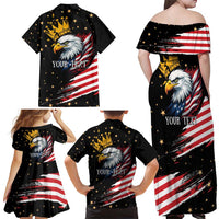 No Kings In America Since 1776 Family Matching Off Shoulder Maxi Dress and Hawaiian Shirt We The People USA Flag - Wonder Print Shop