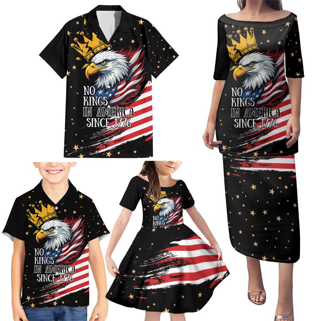 No Kings In America Since 1776 Family Matching Puletasi and Hawaiian Shirt We The People USA Flag - Wonder Print Shop