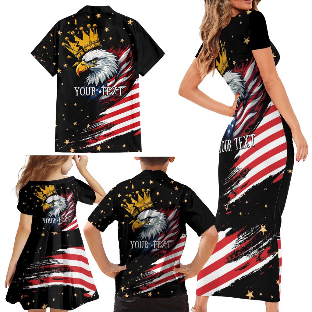 No Kings In America Since 1776 Family Matching Short Sleeve Bodycon Dress and Hawaiian Shirt We The People USA Flag - Wonder Print Shop
