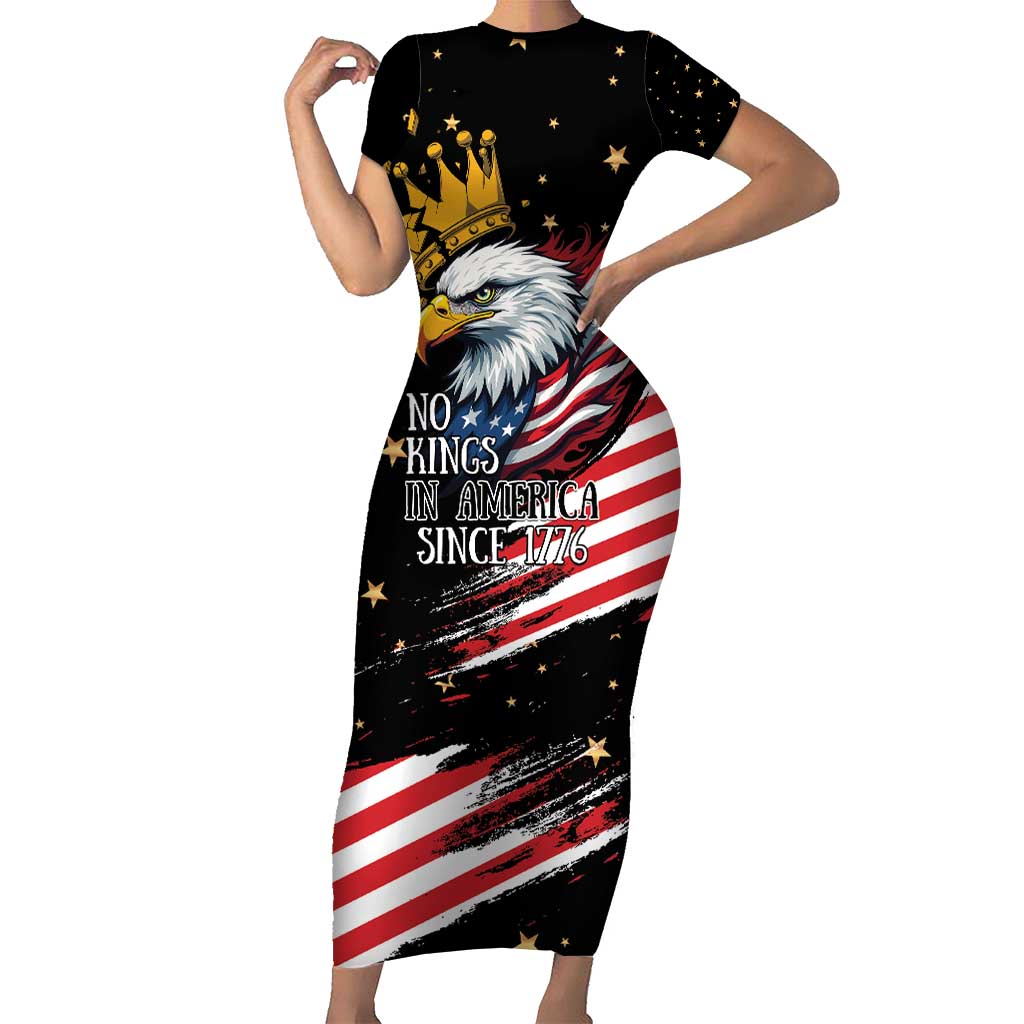 No Kings In America Since 1776 Family Matching Short Sleeve Bodycon Dress and Hawaiian Shirt We The People USA Flag - Wonder Print Shop