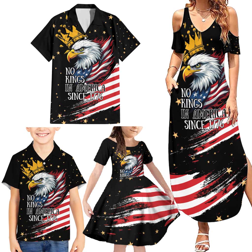 No Kings In America Since 1776 Family Matching Summer Maxi Dress and Hawaiian Shirt We The People USA Flag - Wonder Print Shop