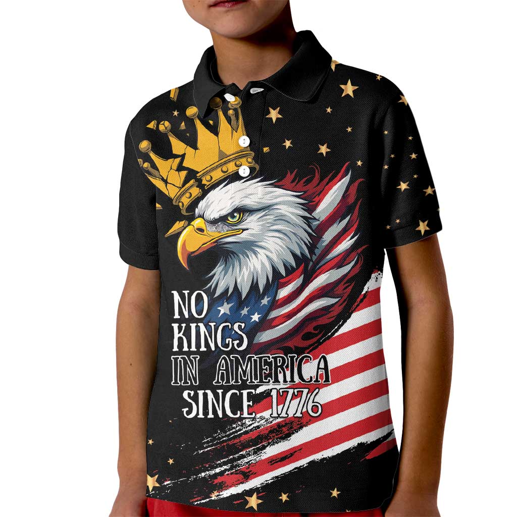 No Kings In America Since 1776 Kid Polo Shirt We The People USA Flag - Wonder Print Shop
