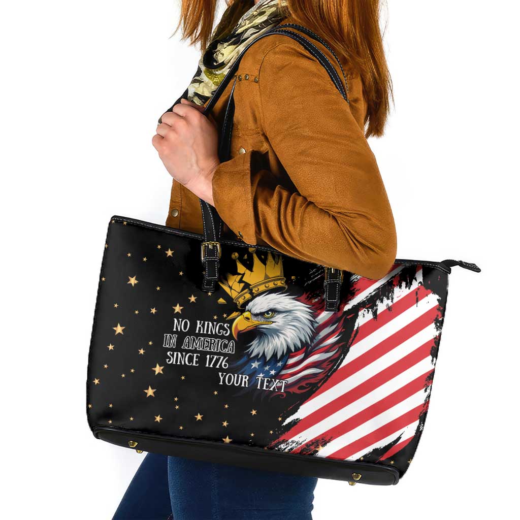 No Kings In America Since 1776 Leather Tote Bag We The People USA Flag - Wonder Print Shop
