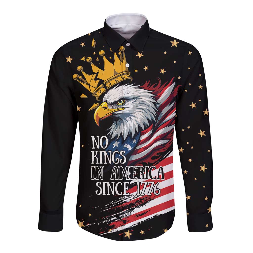 No Kings In America Since 1776 Long Sleeve Button Shirt We The People USA Flag - Wonder Print Shop