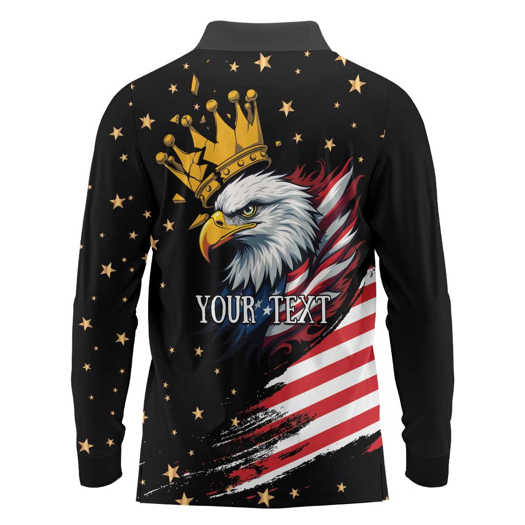 No Kings In America Since 1776 Long Sleeve Polo Shirt We The People USA Flag - Wonder Print Shop