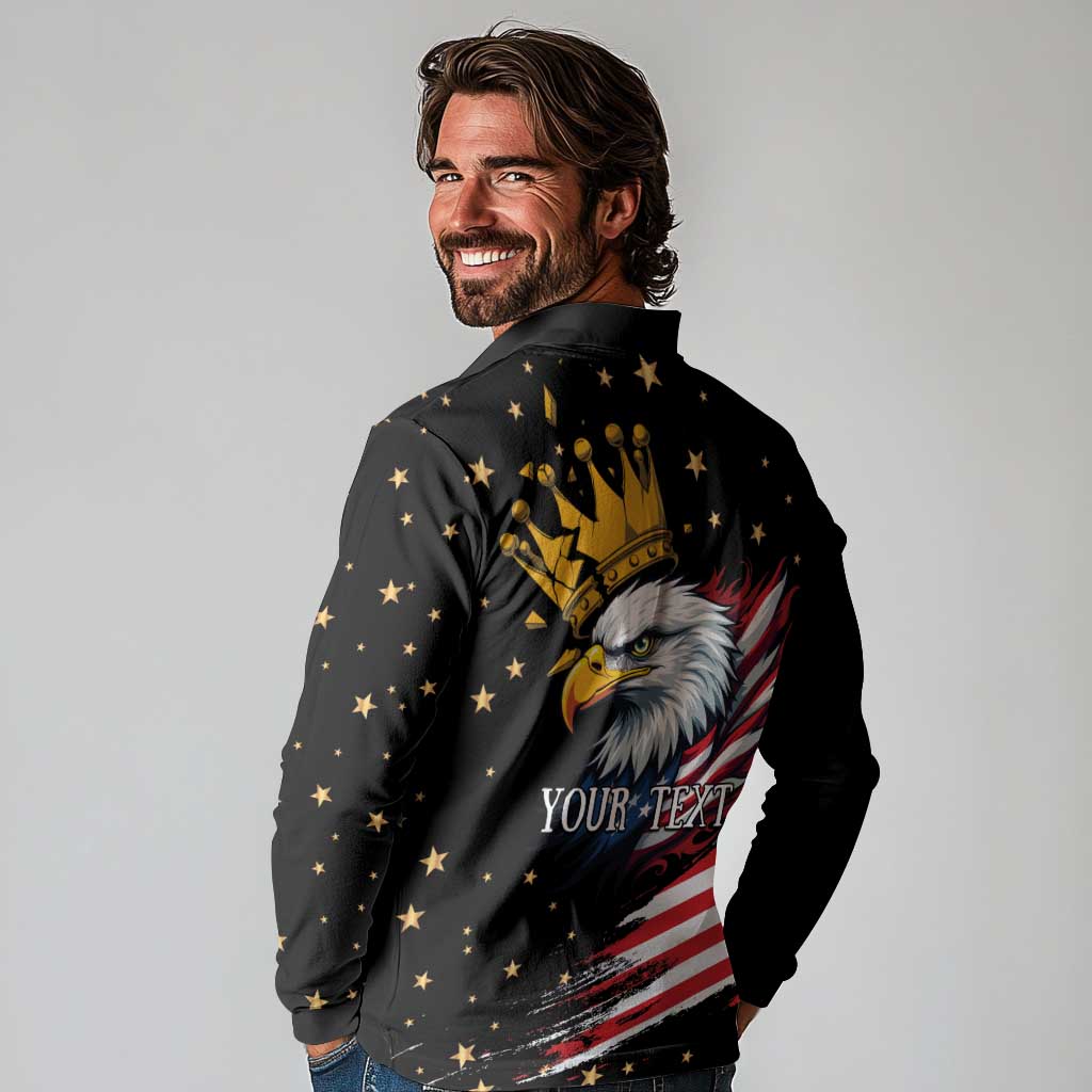 No Kings In America Since 1776 Long Sleeve Polo Shirt We The People USA Flag - Wonder Print Shop