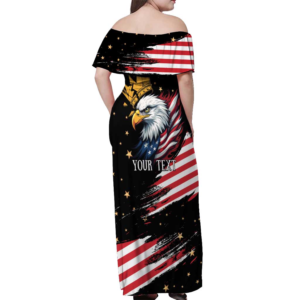 No Kings In America Since 1776 Off Shoulder Maxi Dress We The People USA Flag - Wonder Print Shop