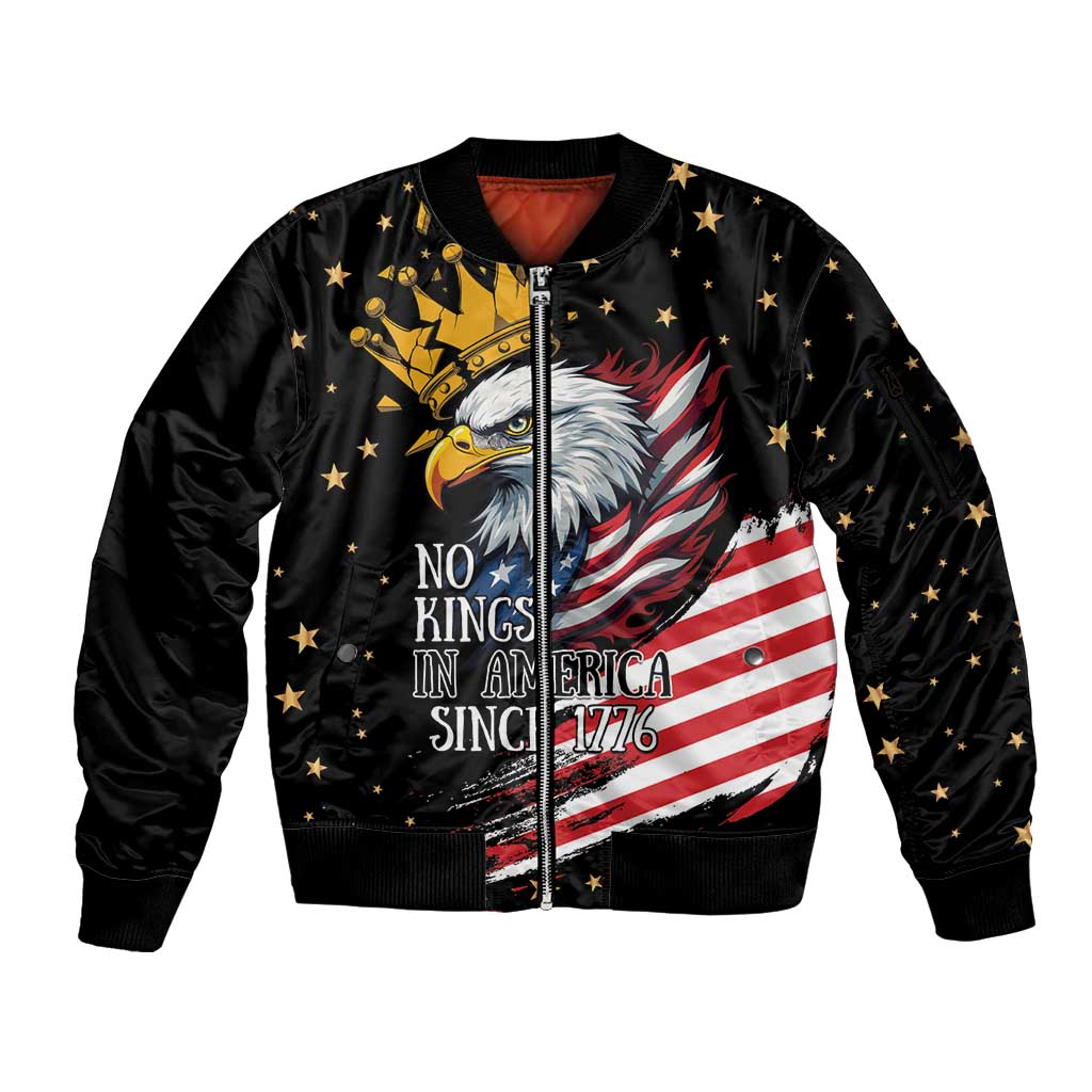 No Kings In America Since 1776 Sleeve Zip Bomber Jacket We The People USA Flag - Wonder Print Shop