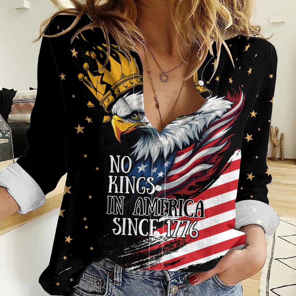 No Kings In America Since 1776 Women Casual Shirt We The People USA Flag - Wonder Print Shop