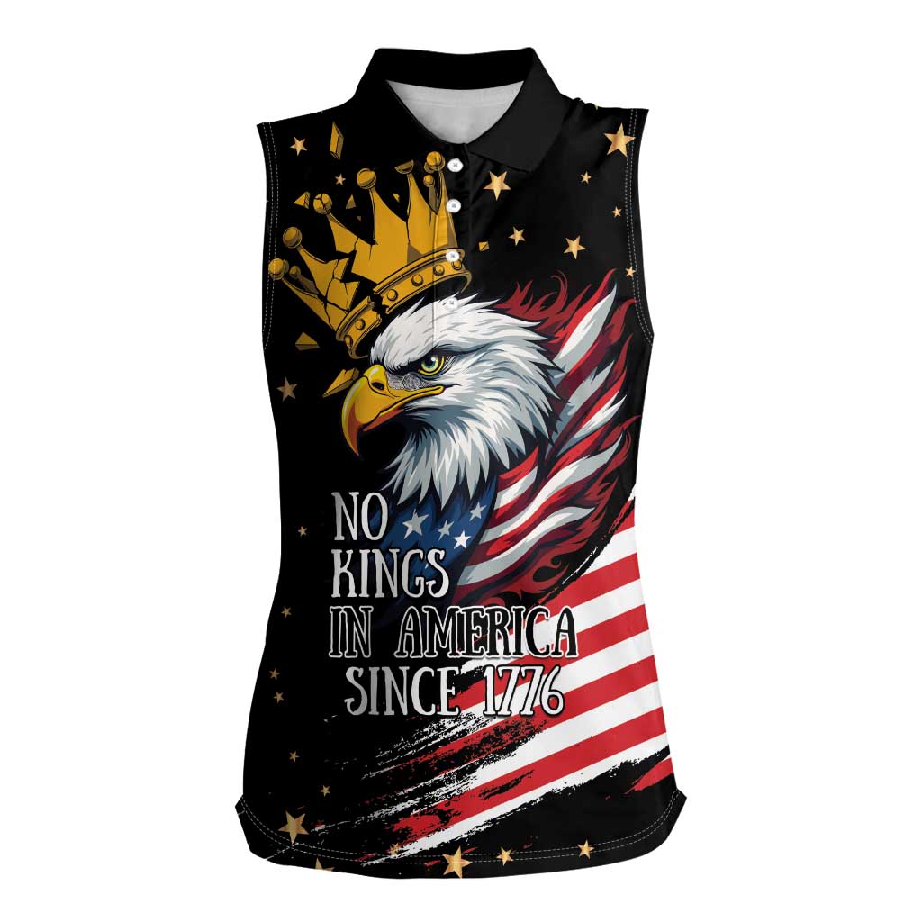 No Kings In America Since 1776 Women Sleeveless Polo Shirt We The People USA Flag - Wonder Print Shop