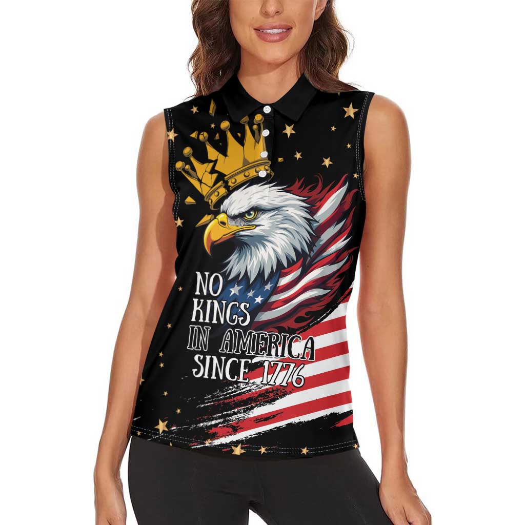 No Kings In America Since 1776 Women Sleeveless Polo Shirt We The People USA Flag - Wonder Print Shop