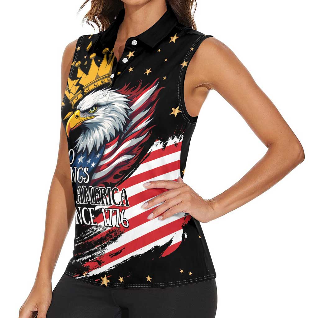 No Kings In America Since 1776 Women Sleeveless Polo Shirt We The People USA Flag - Wonder Print Shop
