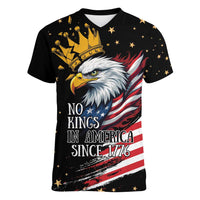 No Kings In America Since 1776 Women V-Neck T-Shirt We The People USA Flag - Wonder Print Shop