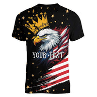 No Kings In America Since 1776 Women V-Neck T-Shirt We The People USA Flag - Wonder Print Shop