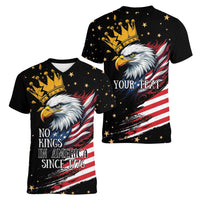 No Kings In America Since 1776 Women V-Neck T-Shirt We The People USA Flag - Wonder Print Shop