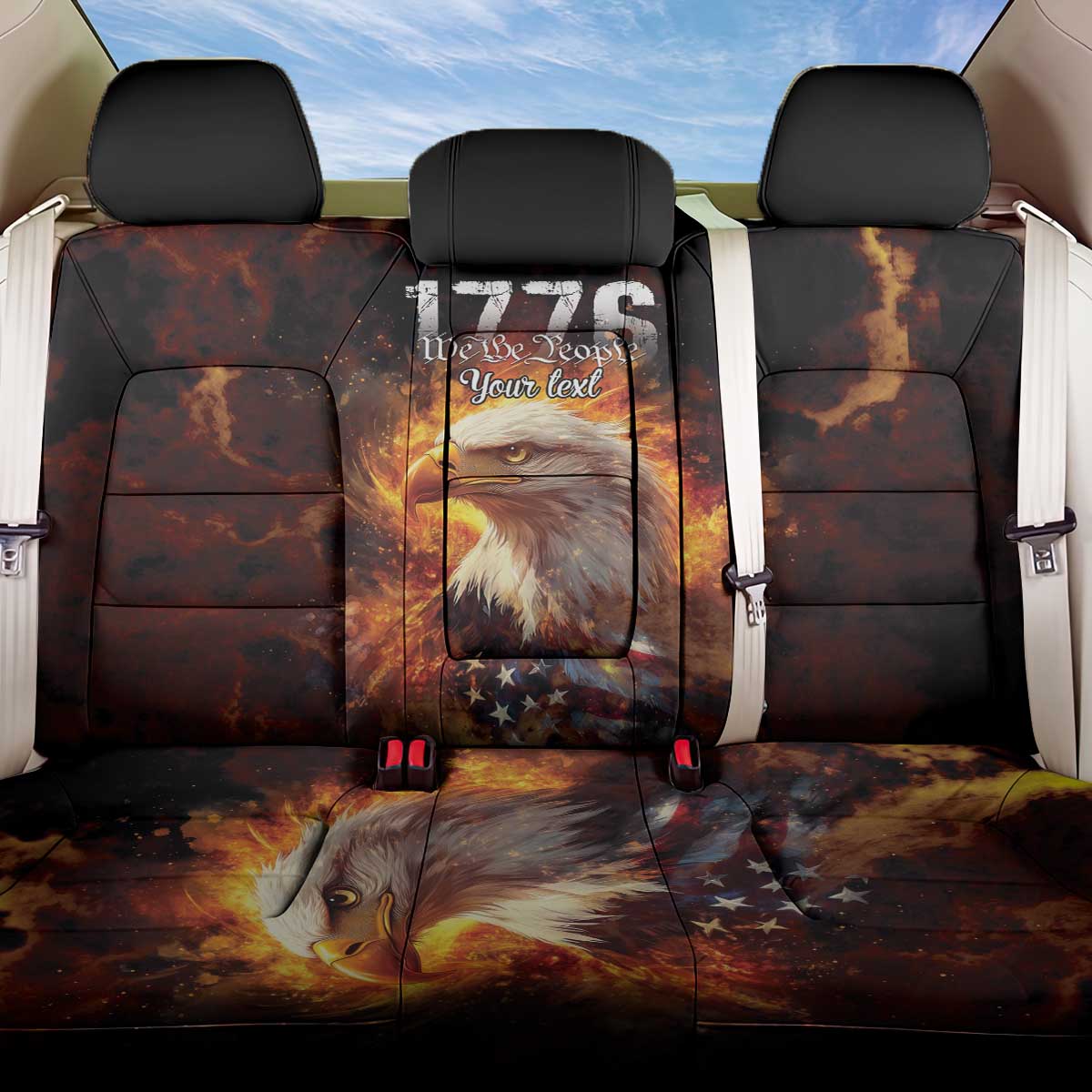 We The People Since 1776 Back Car Seat Cover USA Flag Flame Eagle - Wonder Print Shop