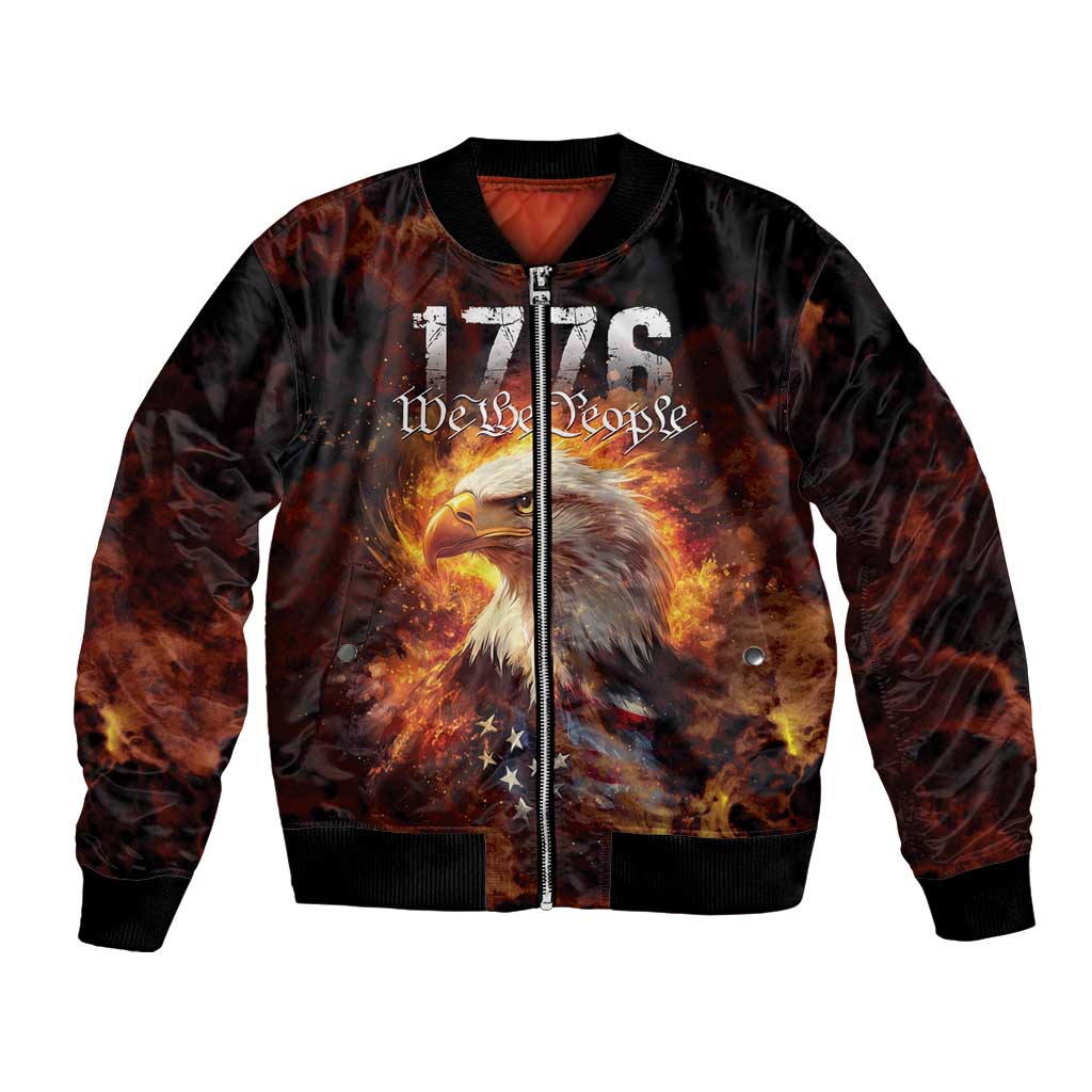 We The People Since 1776 Bomber Jacket USA Flag Flame Eagle - Wonder Print Shop