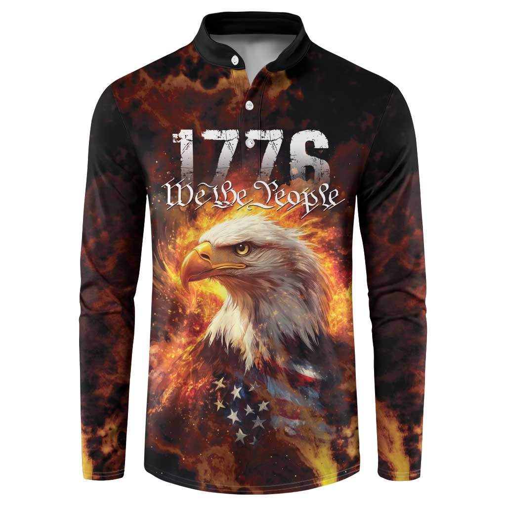 We The People Since 1776 Button Sweatshirt USA Flag Flame Eagle - Wonder Print Shop