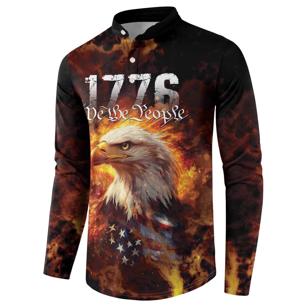 We The People Since 1776 Button Sweatshirt USA Flag Flame Eagle - Wonder Print Shop