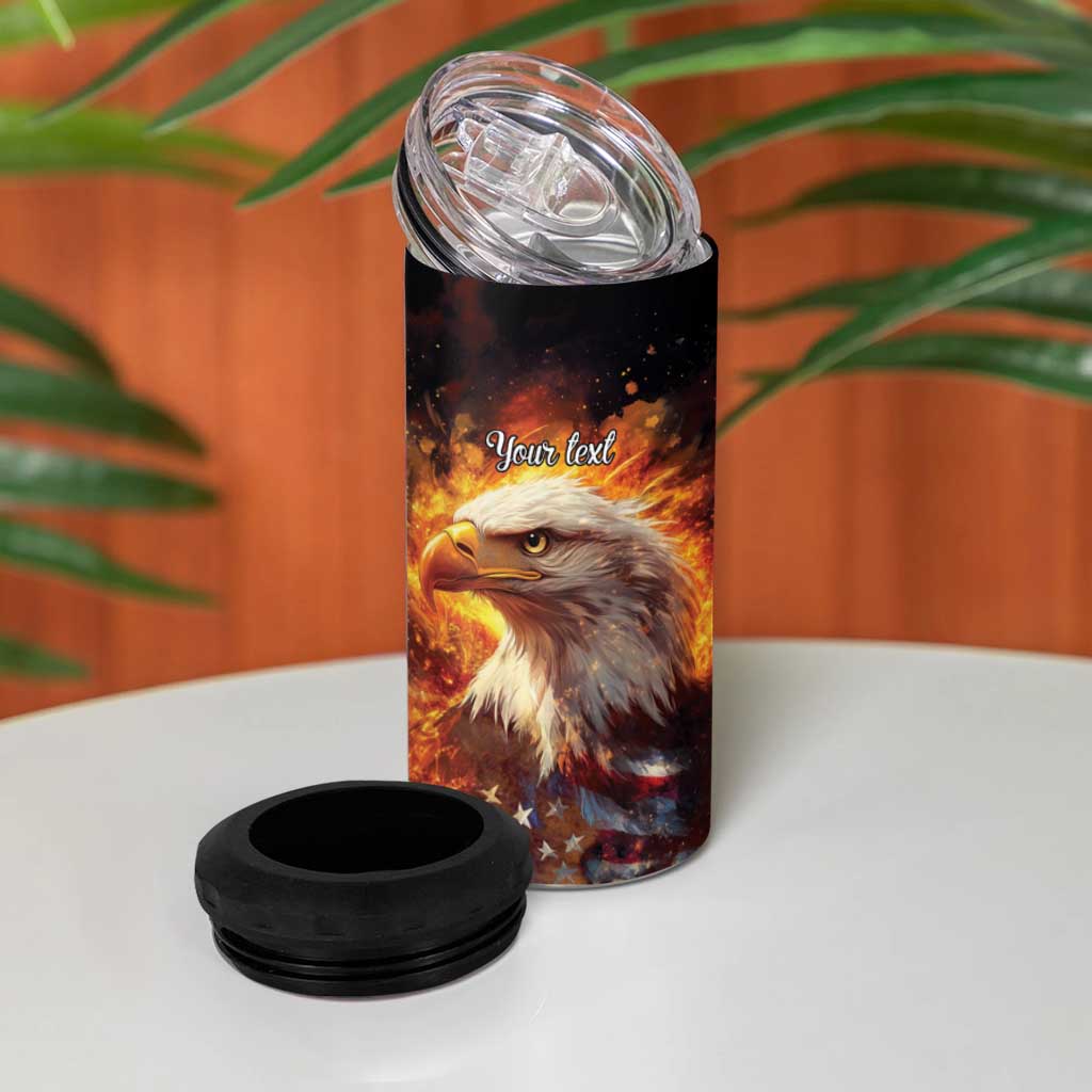 We The People Since 1776 4 in 1 Can Cooler Tumbler USA Flag Flame Eagle - Wonder Print Shop