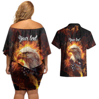 We The People Since 1776 Couples Matching Off Shoulder Short Dress and Hawaiian Shirt USA Flag Flame Eagle - Wonder Print Shop